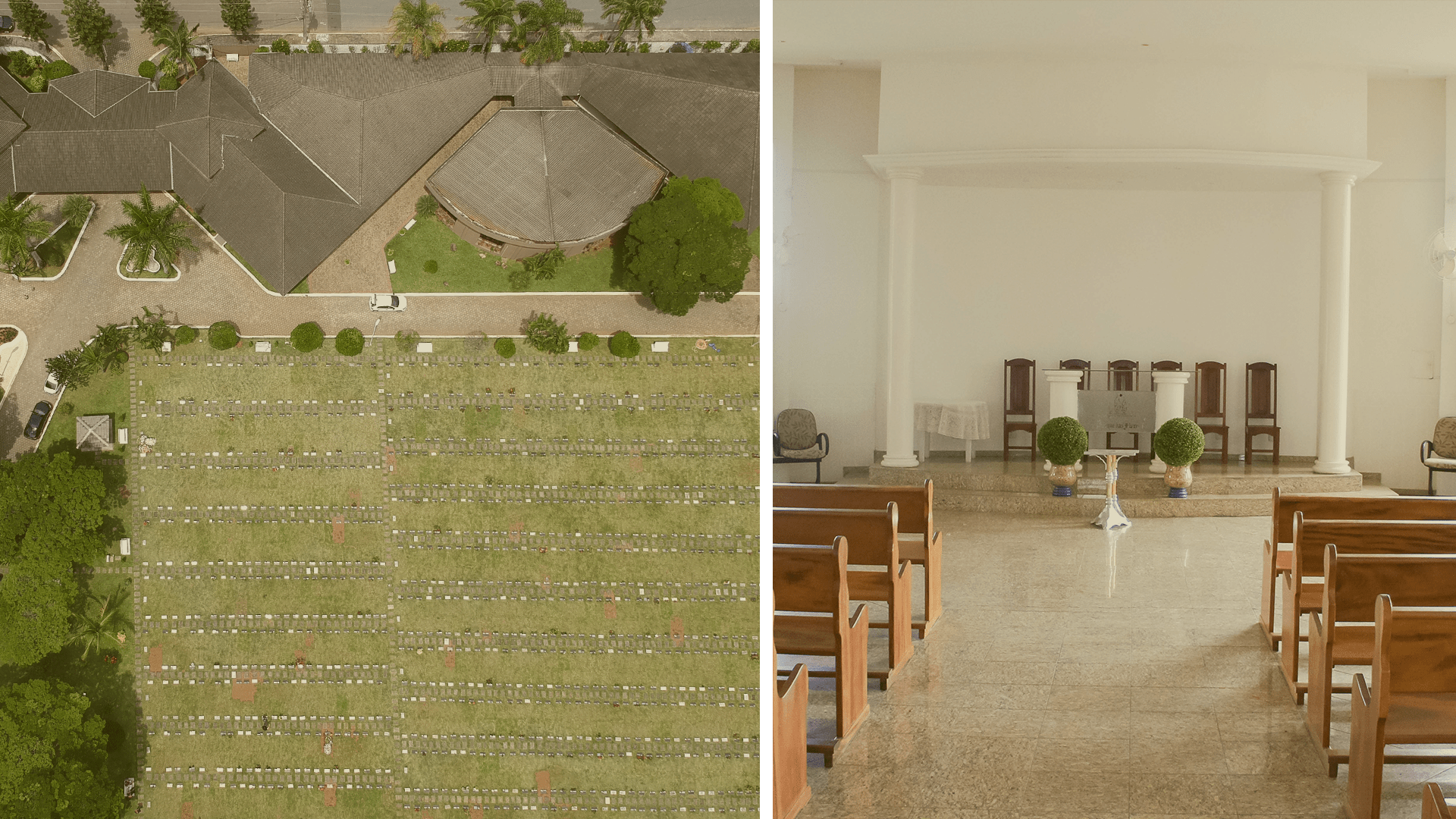 Estrutura vista de cima do Parque Renascence e suas salas de velório
